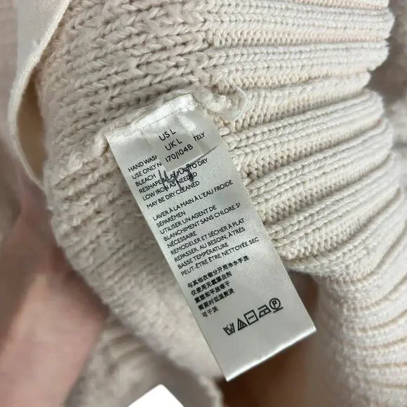 Free People Oversized Cream Chunky Button Front Cardigan Peasant Sleeve L - Picture 7 of 9